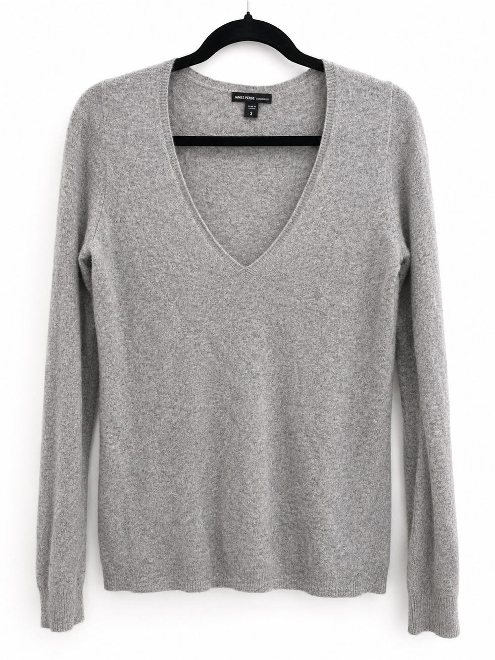 James Perse Gray V-Neck Knit Sweater